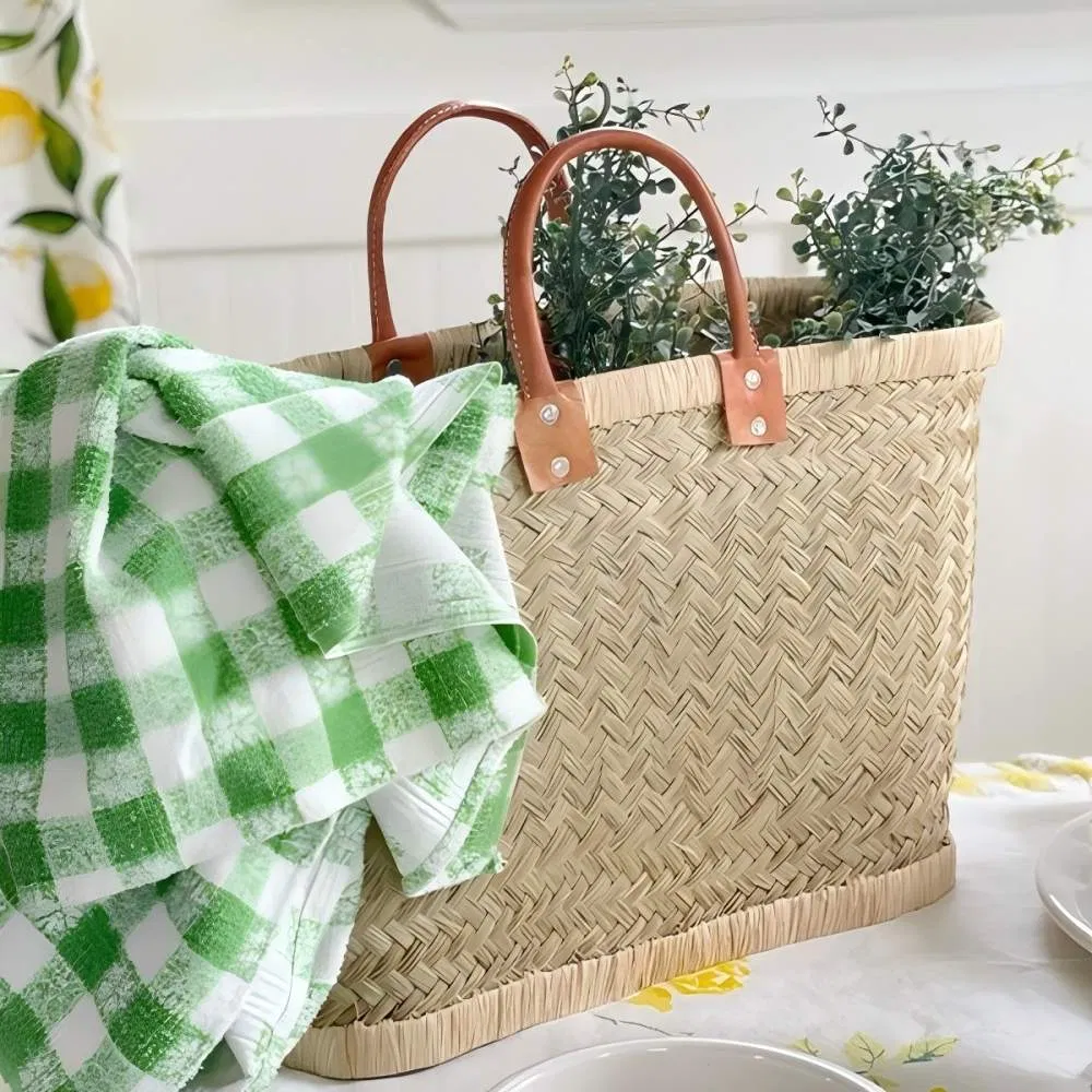 Bolso de hombro de mimbre retro de gran capacidad hecho a mano, material tejido natural ecológico para mujeres, playa, viajes diarios