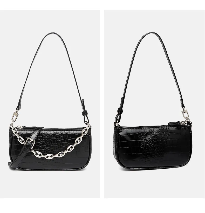 Bolso de hombro para mujer Crocodile Candy Hobo con cadena de metal de buena calidad