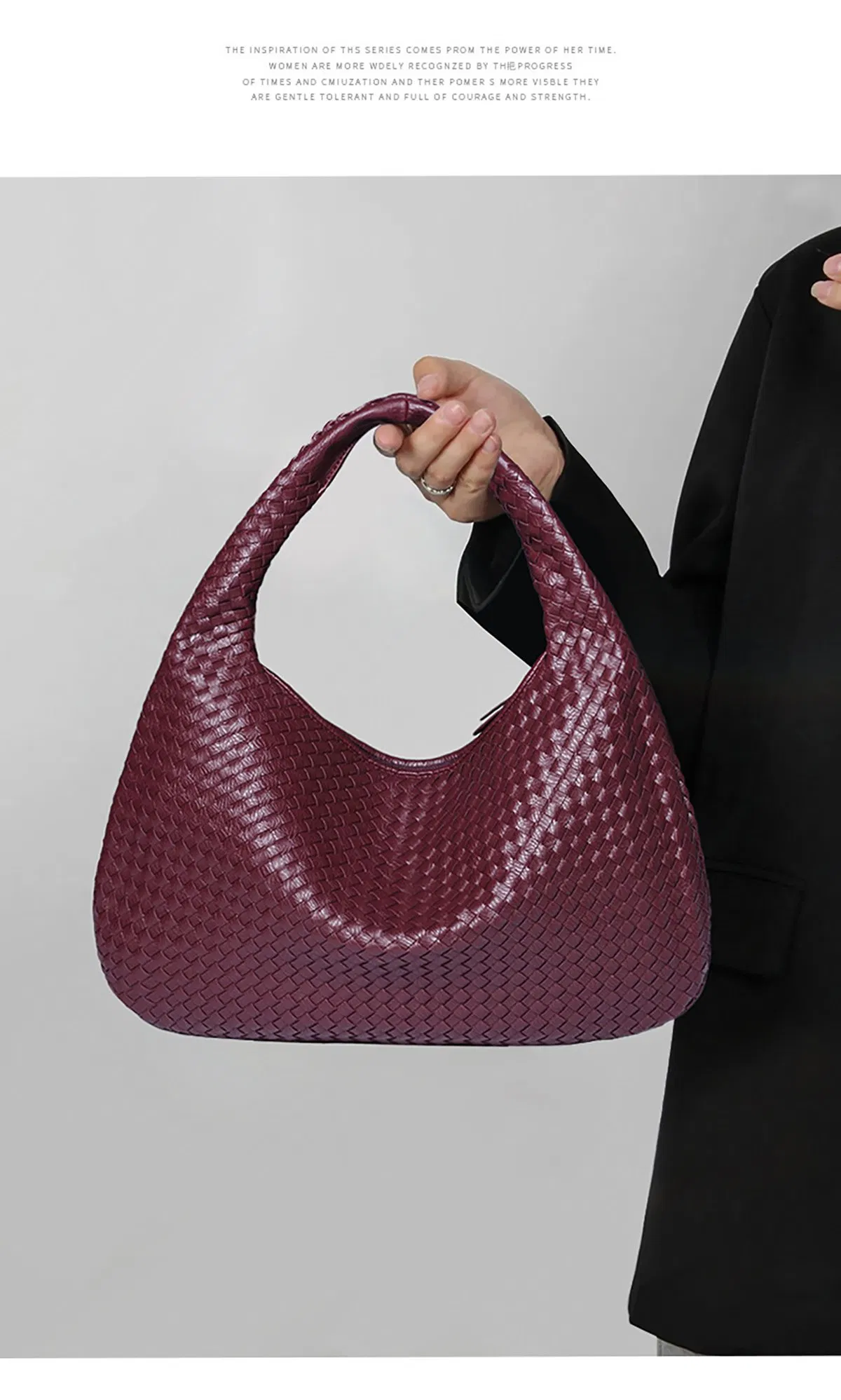 2025 Nuevo Diseño Tejido Bolso Hobo de Mujer Tipo Dumpling Nueva Bolsa de Hombro de Marca Simple