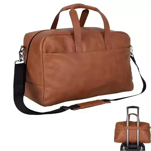 Bolsa de viaje de mano unisex de cuero vegano texturizado de alta calidad, servicio OEM, ligera y de moda