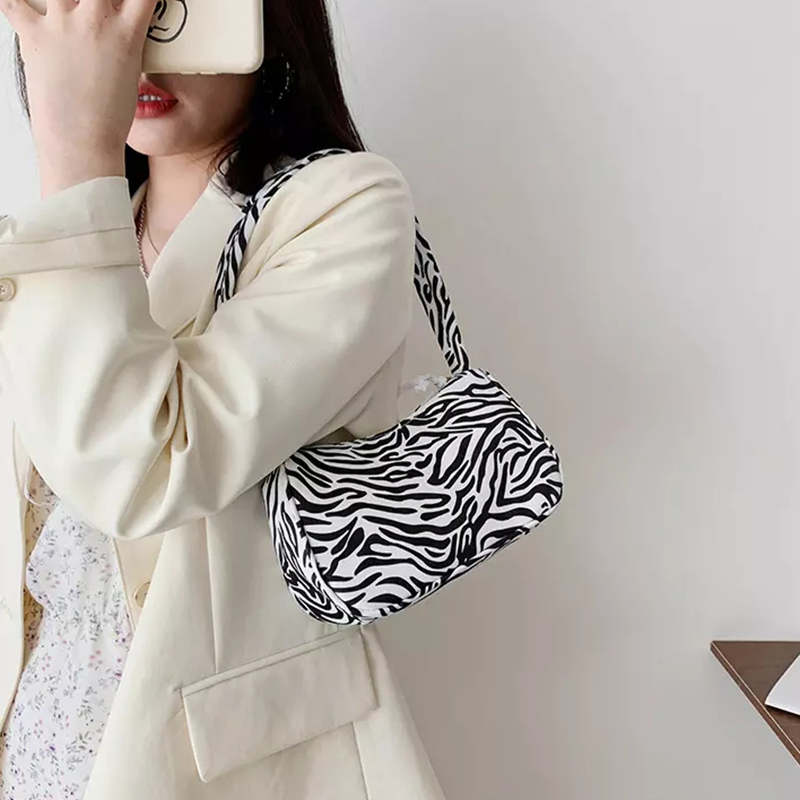 Bolso de lona para chicas, bandolera nueva retro con estampado de vaca cebra, bolso personalizado para mujeres, bolso lindo para mujeres