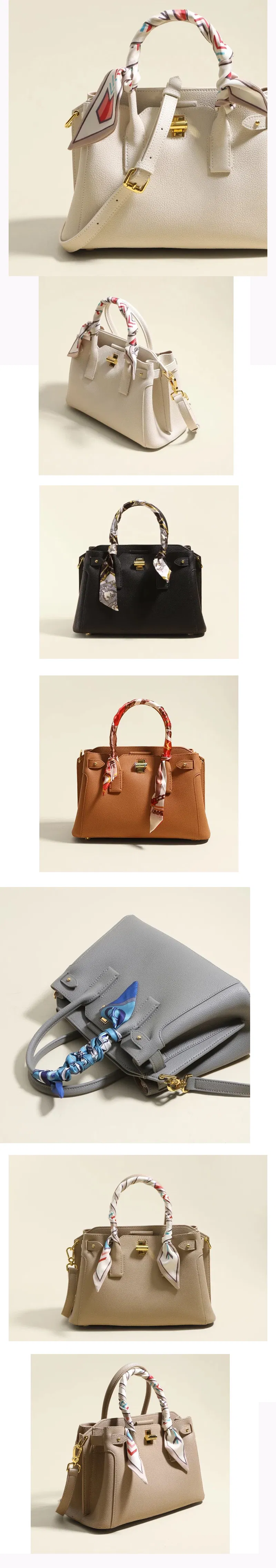 Bolsos de mano de cuero genuino para damas