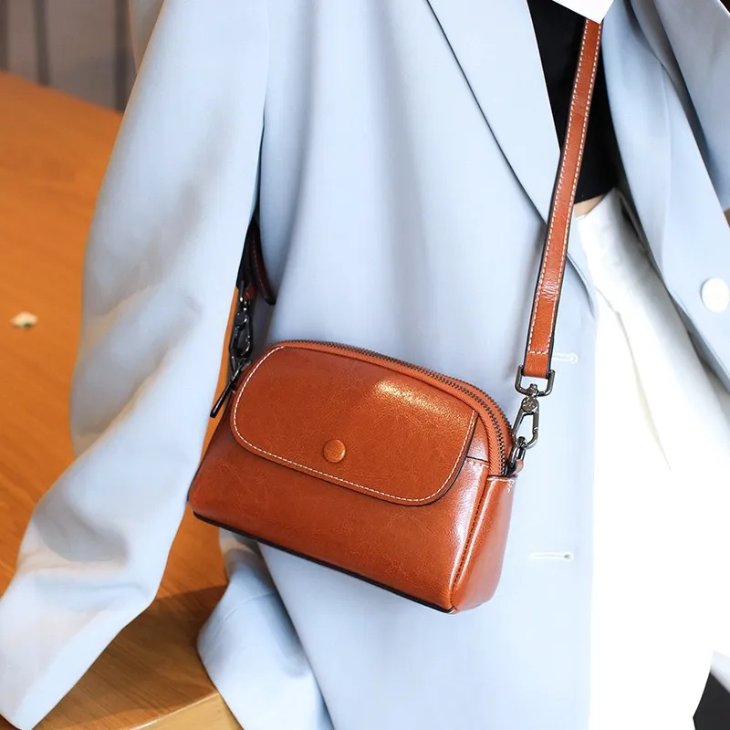 Bolso cruzado de cuero genuino para mujer