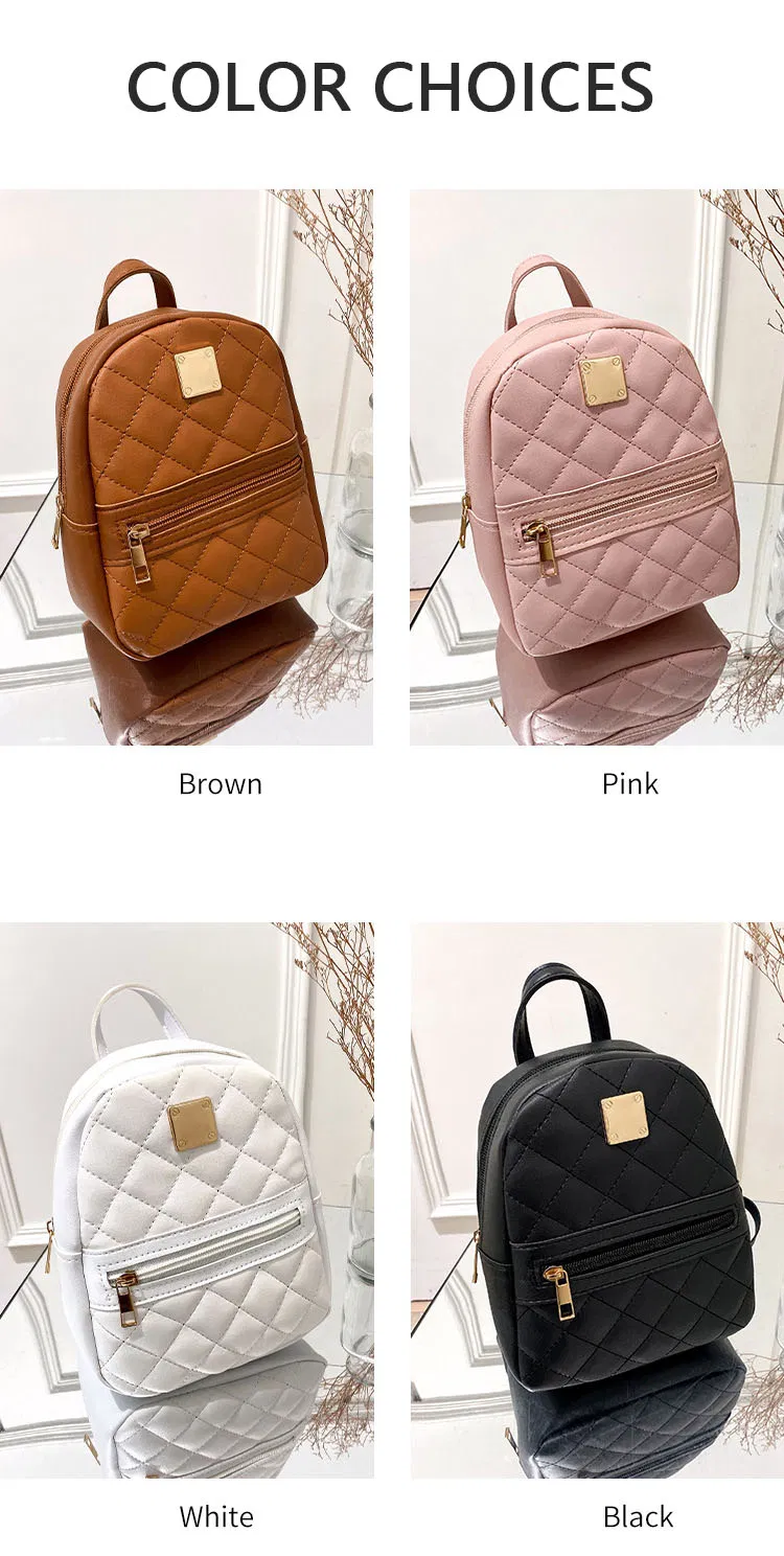 Venta al por mayor de fábrica mochila portátil de cuero PU para mujeres y chicas
