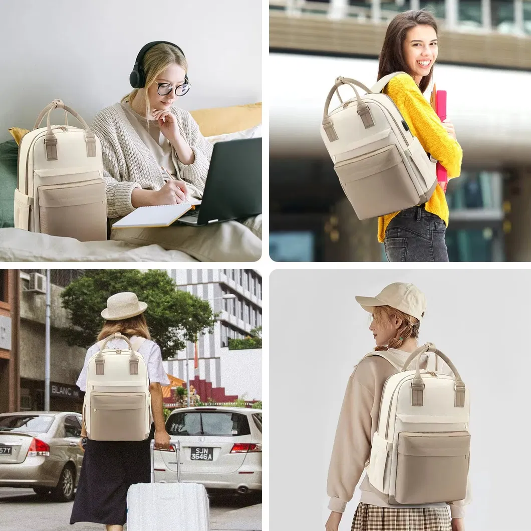 Mochilas de viaje con puerto USB, casuales y a prueba de agua, mochilas para portátiles de mujer
