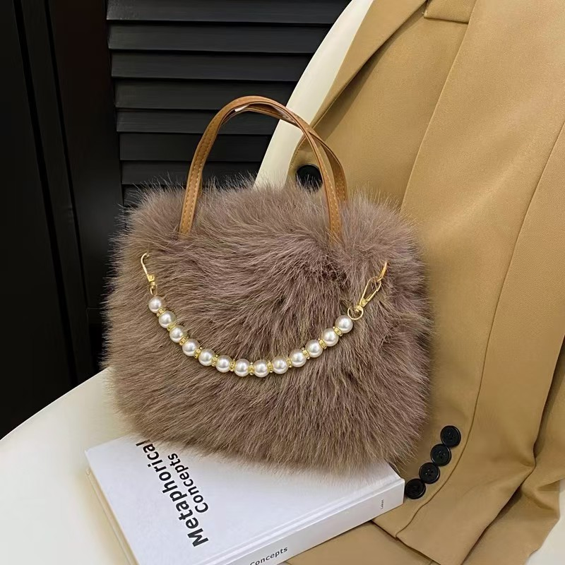 Bolsa de mano para damas de PU de gran capacidad, minimalista y ecológica, personalizada al por mayor, OEM, ODM, sostenible, libre de crueldad, vegana, de piel sintética de conejo, 2026