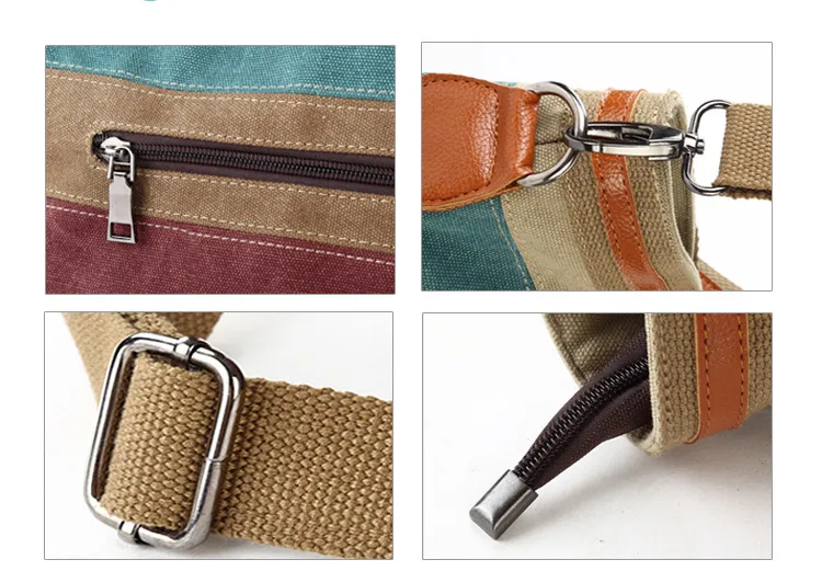 Bolso tote hobo de lienzo colorido a rayas para mujeres y niñas