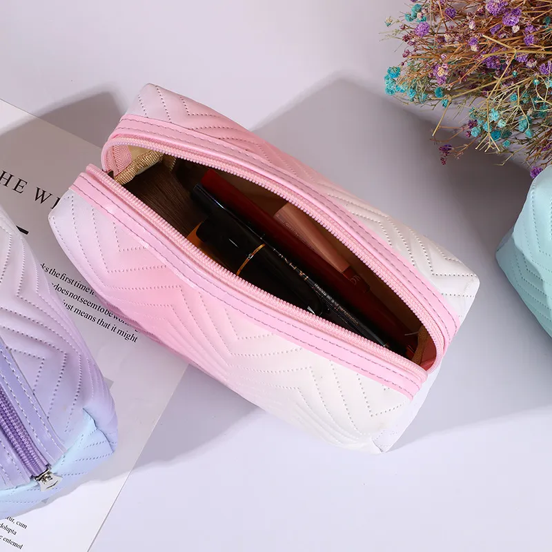 Fábrica Personalizada Logo Mujeres Neceser de Maquillaje de PVC Viaje Promocional Bolsa Cosmética de Cuero PU