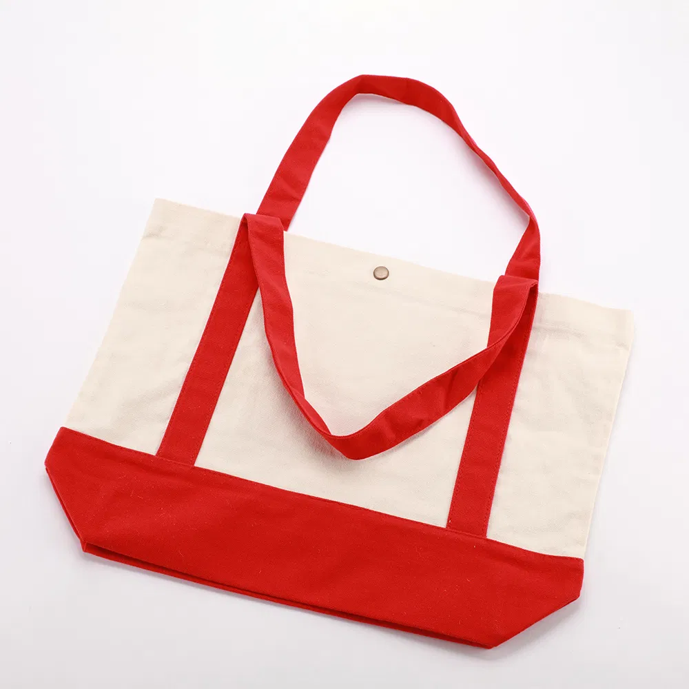 Nueva llegada gran bolsa de lona de algodón beige, bolsa de muselina reutilizable con logo impreso, bolsa de hombro para compras y promociones