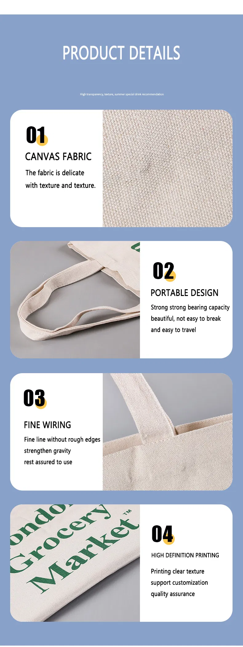 Bolsa con asas de lona de algodón
