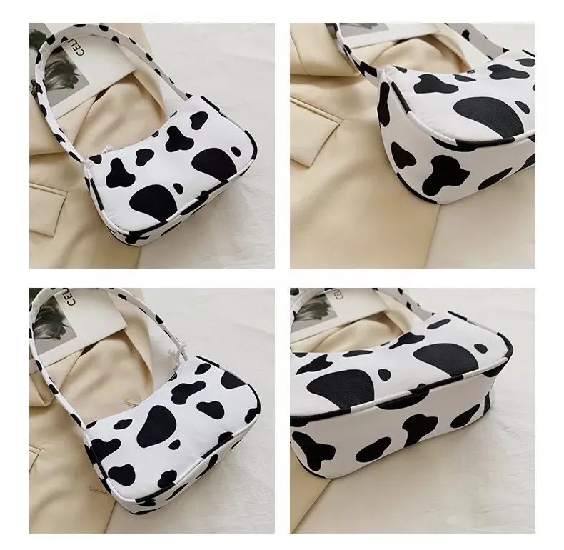 Bolso de lona para chicas, bandolera nueva retro con estampado de vaca cebra, bolso personalizado para mujeres, bolso lindo para mujeres