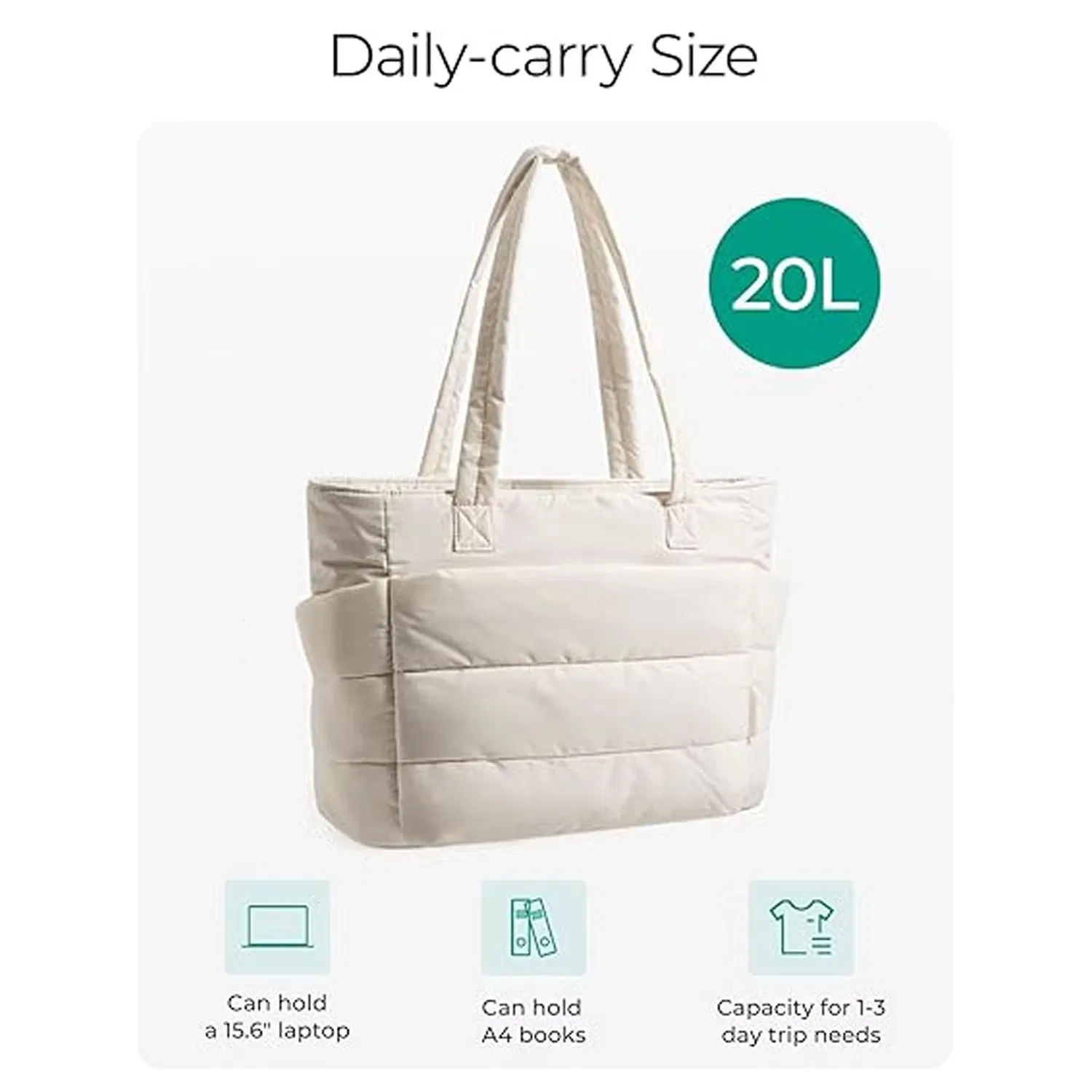 Bolso tote de puffer para laptop, elegante, de gran capacidad, suave, impermeable, con múltiples compartimentos, ideal para oficina y viajes