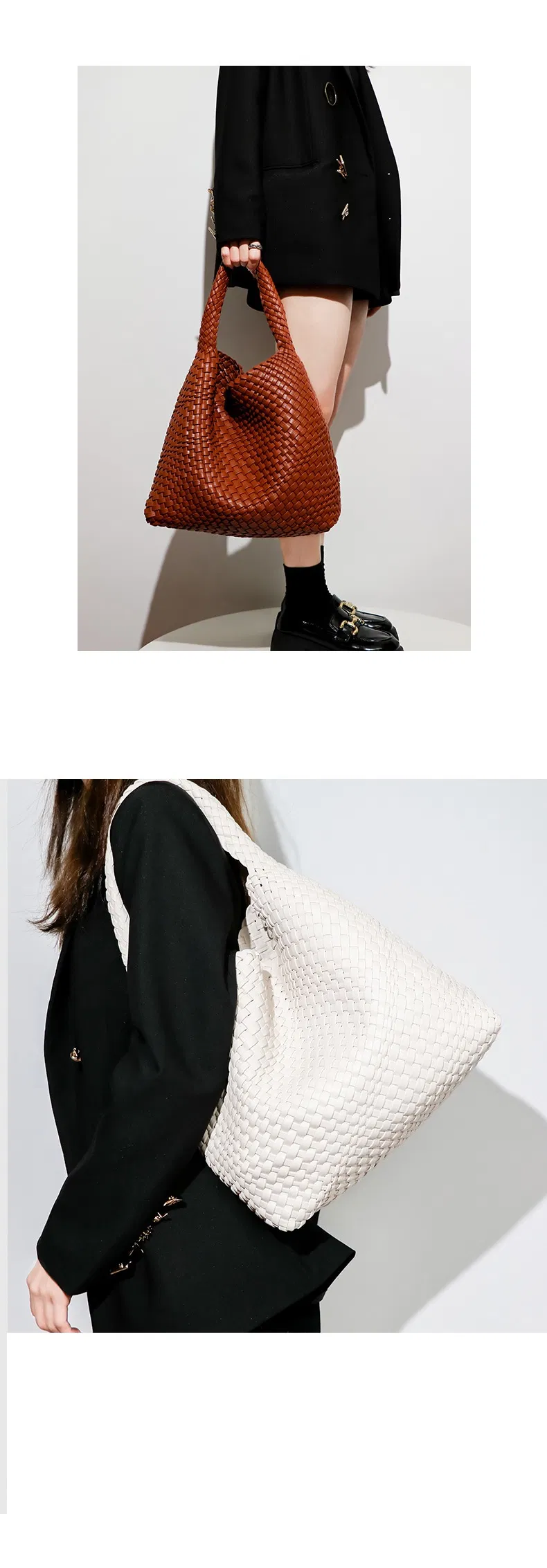 Detalles de costuras e interior del bolso hobo