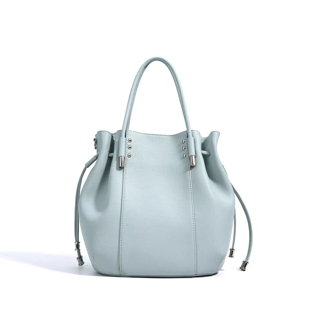 Venta al por mayor de fábrica diseño personalizado tamaño alta calidad textura de cuero genuino bolso para mujeres