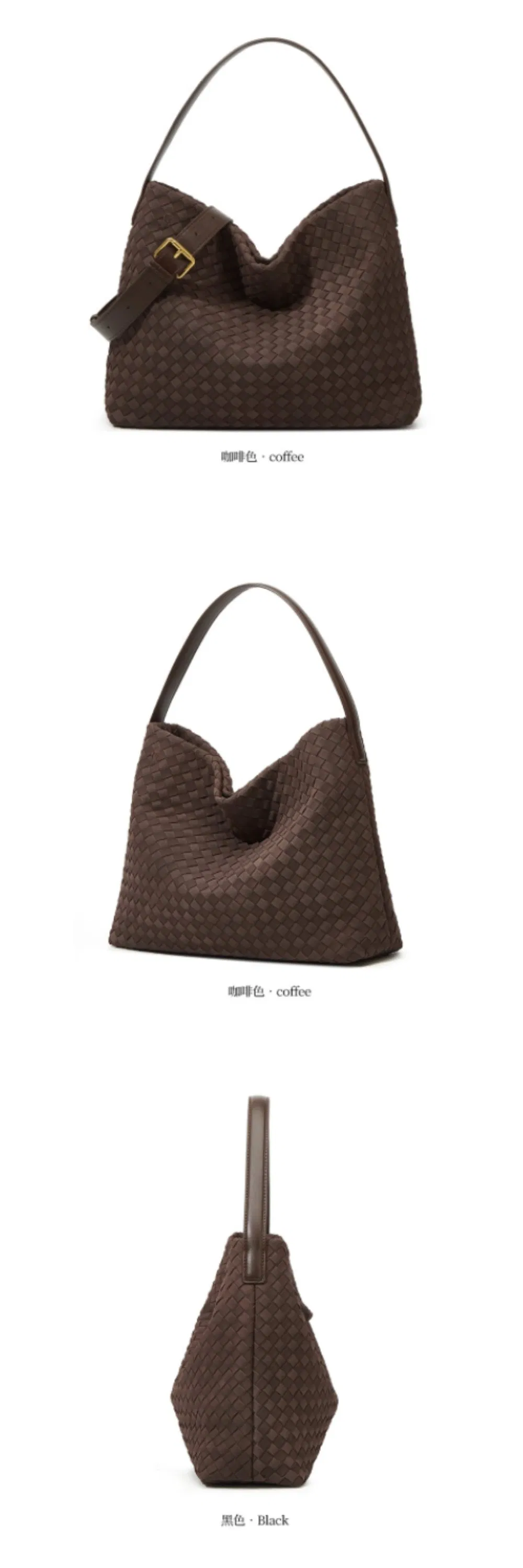 Bolso de cubo clásico tejido de PU disponible en varios colores para actividades al aire libre y atuendos diarios de fin de semana