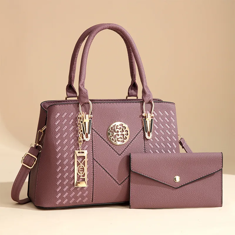 Bolso cruzado de PU para mujeres de lujo 2-Piece juego de bolsos de estilo diseñador