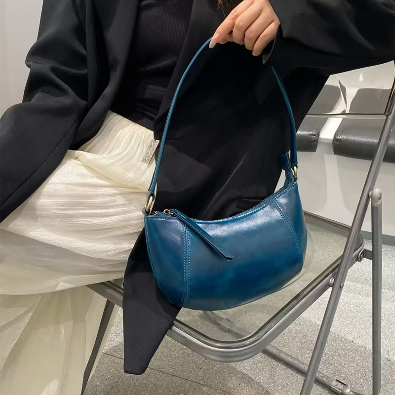 Diseño clásico de múltiples bolsillos bolso hobo casual para damas de cuero genuino