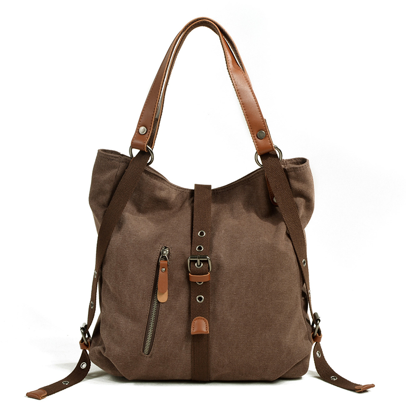 Mochila de lona vintage casual para mujeres, bolso de hombro, bandolera, mochila de viaje, multifuncional Wyz13334