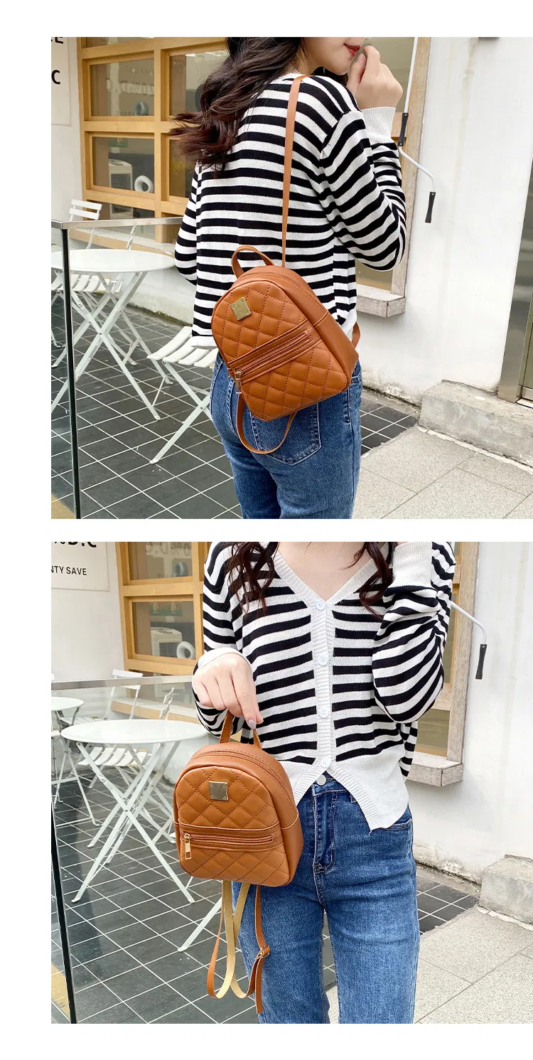 Venta al por mayor de fábrica mochila portátil de cuero PU para mujeres y chicas