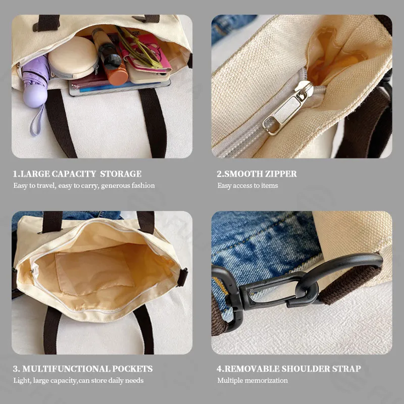 Bolso de hombro cruzado casual para mujeres, bolso de compras personalizado, bolsa tote personalizada