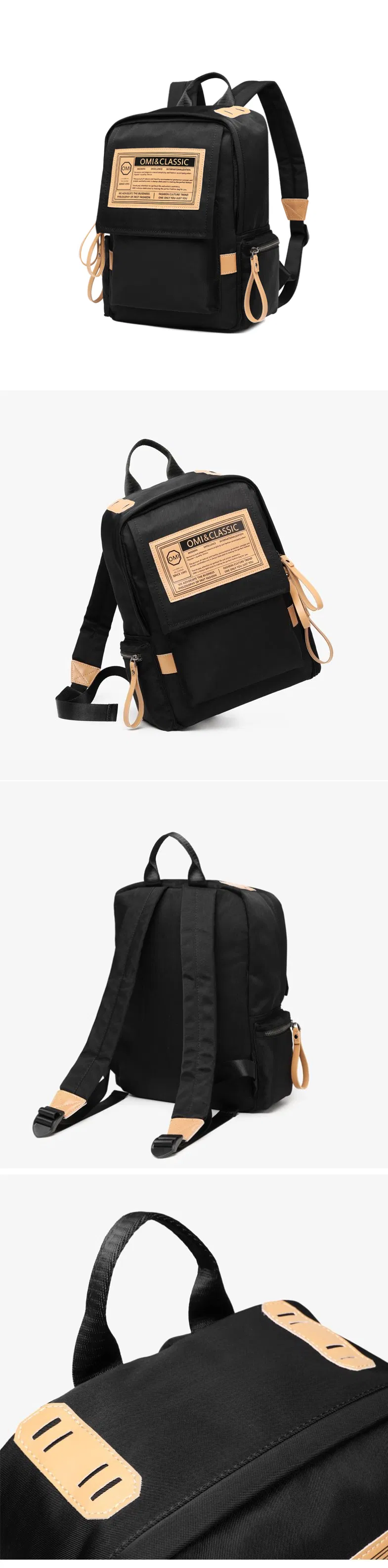 Vista frontal mochila con tachuelas
