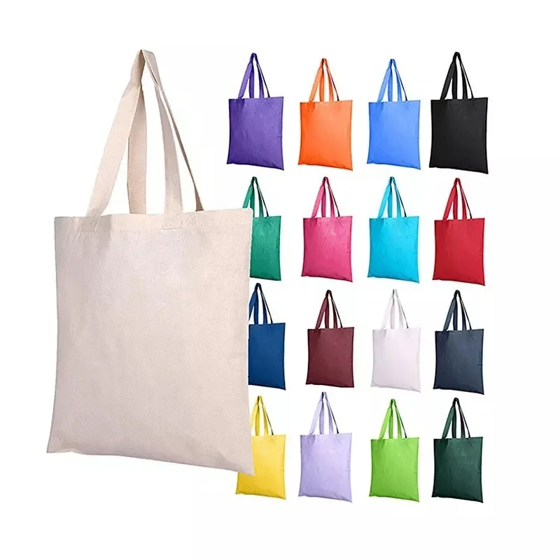 Bolsa de compras reutilizable grande de algodón orgánico impresa con logo personalizado, ecológica, con bolsillo