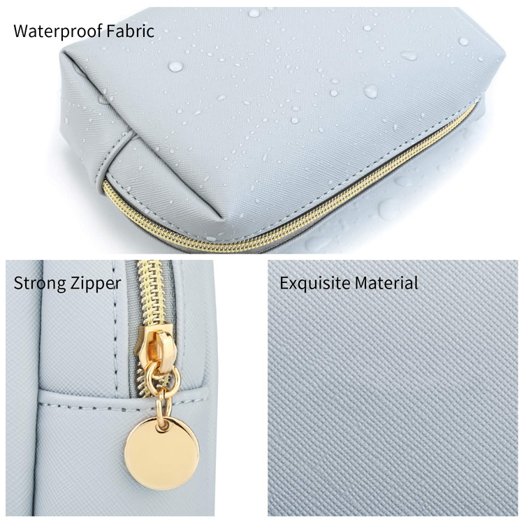 Bolsa de Maquillaje de Viaje Pequeña de Cuero Vegano PU Neceser Cosmético Impermeable