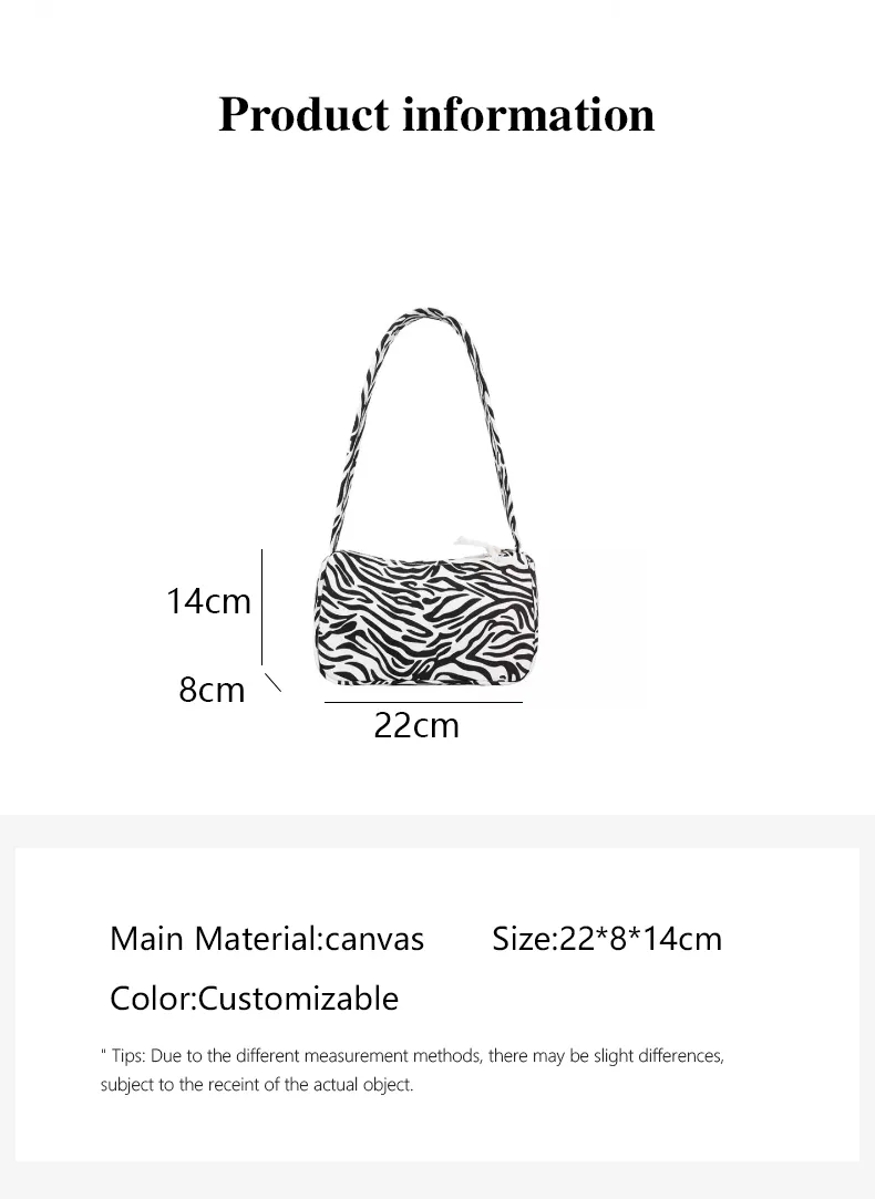 Bolso de lona para chicas, bandolera nueva retro con estampado de vaca cebra, bolso personalizado para mujeres, bolso lindo para mujeres