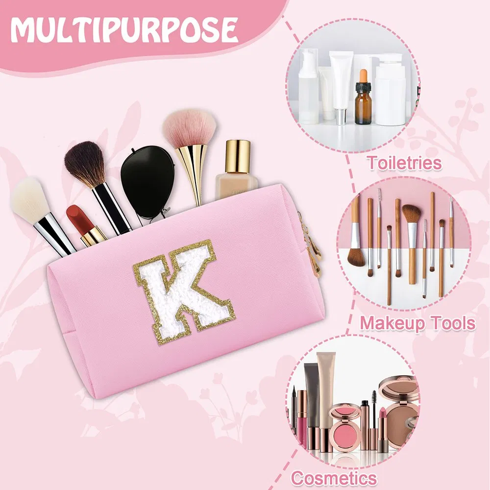 Pouch de cosméticos inicial personalizado para viajes, bolsa de maquillaje para mujeres y niñas