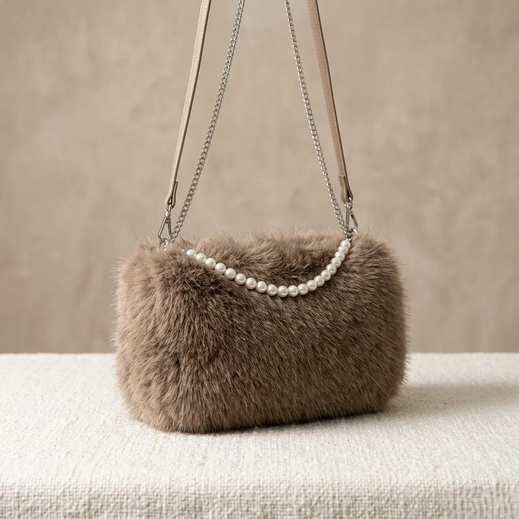 Bolsa de mano para damas de PU de gran capacidad, minimalista y ecológica, personalizada al por mayor, OEM, ODM, sostenible, libre de crueldad, vegana, de piel sintética de conejo, 2026