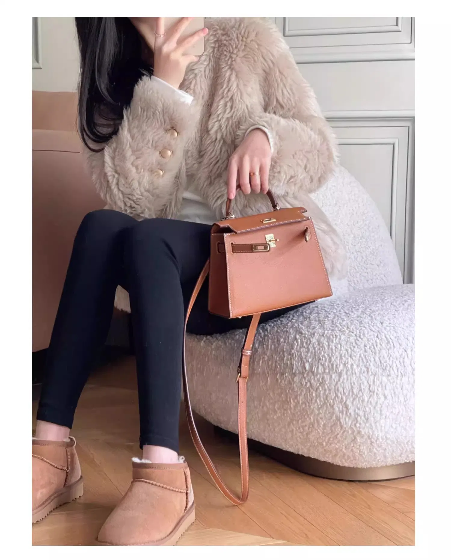 Bolso de lujo de PU para mujeres, bolso de diseñador réplica de moda para damas