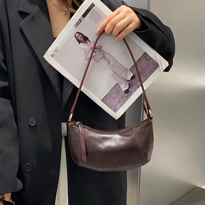 Diseño clásico de múltiples bolsillos bolso hobo casual para damas de cuero genuino
