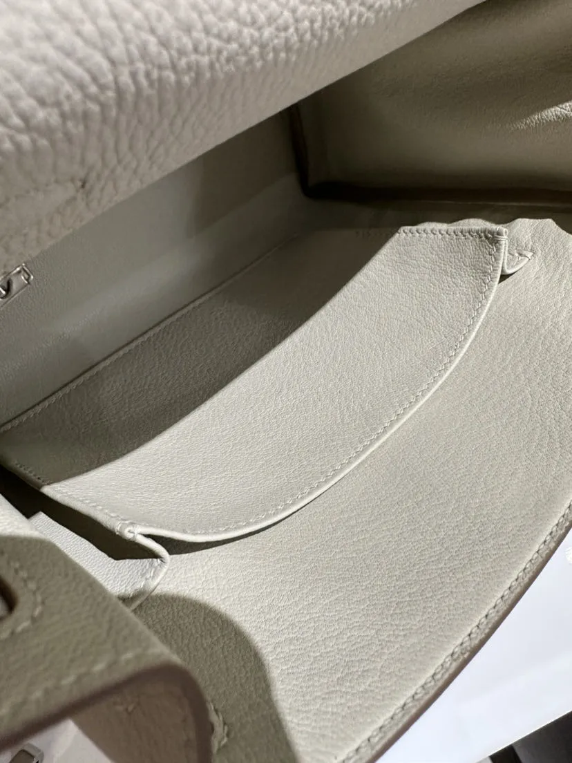 Bolsos de lujo de diseñadora para mujeres Ky 25cm 8L bolsa de cuero Togo blanca glaciar