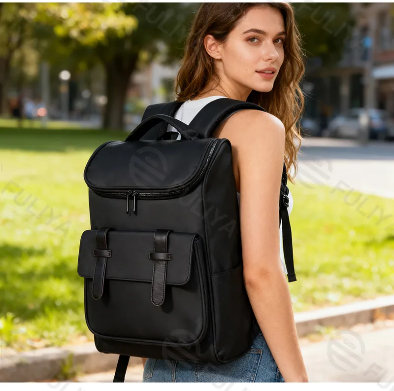 Mochilas de ocio personalizadas de PU para laptops, gran capacidad para viajes, mochila escolar para mujeres, mochila de cuero de silicona para hombres
