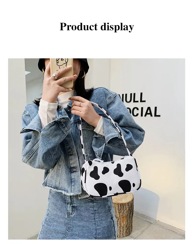Bolso de lona para chicas, bandolera nueva retro con estampado de vaca cebra, bolso personalizado para mujeres, bolso lindo para mujeres