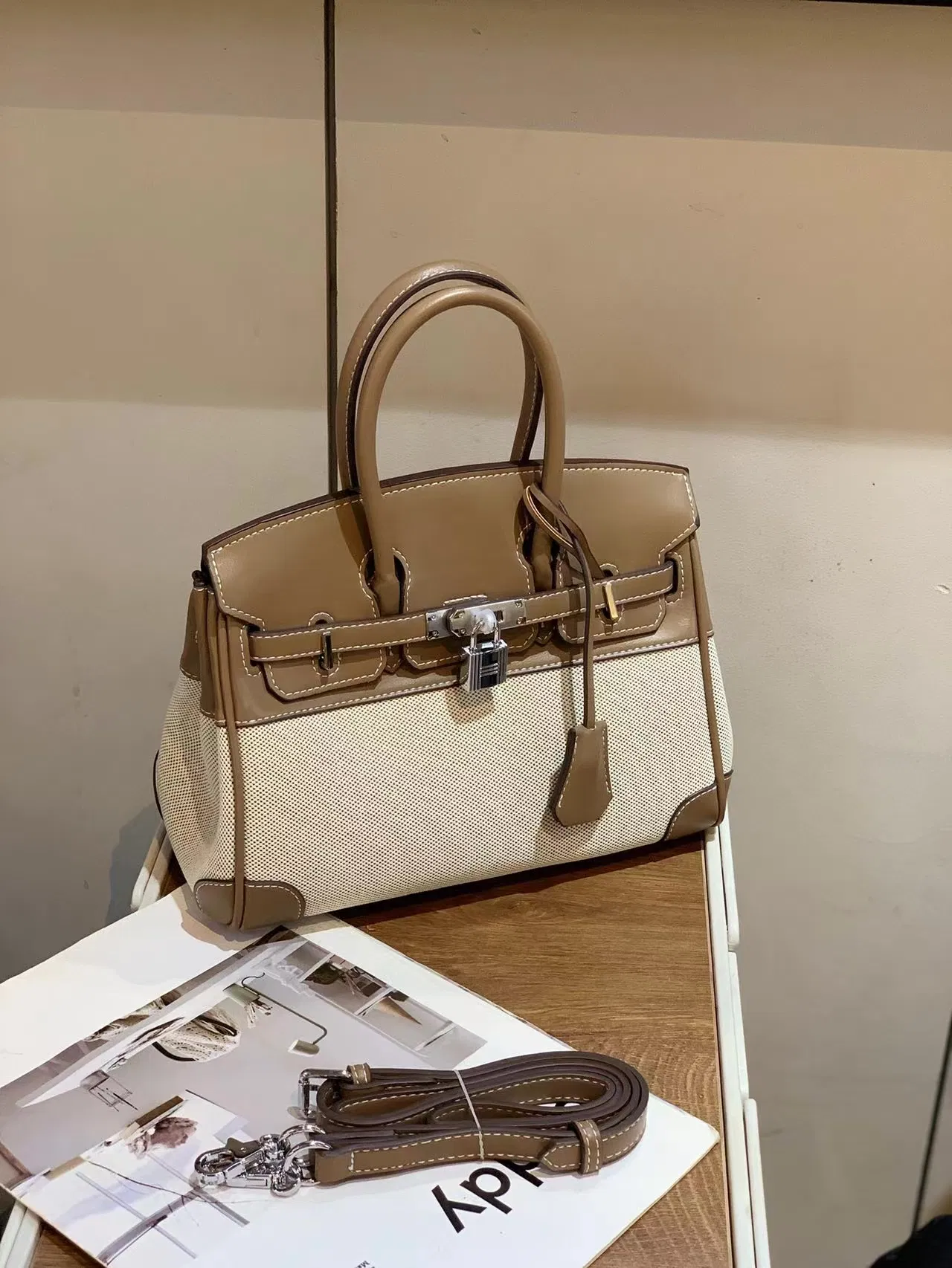 Venta Directa de Fábrica Desde China: Bolsa de Lona y Cuero Personalizada para Mujeres, Bolso de Hombro Cruzado Casual de Moda