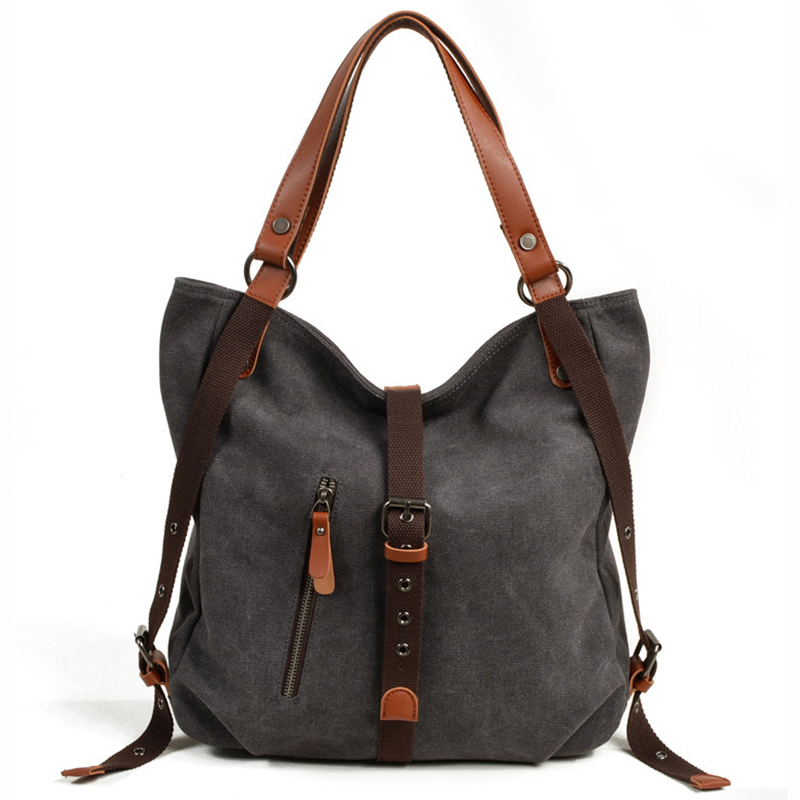 Mochila de lona vintage casual para mujeres, bolso de hombro, bandolera, mochila de viaje, multifuncional Wyz13334