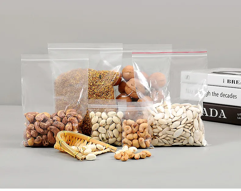Bolsa de cierre hermético mini transparente de PE biodegradable para empaquetado de componentes de frijoles