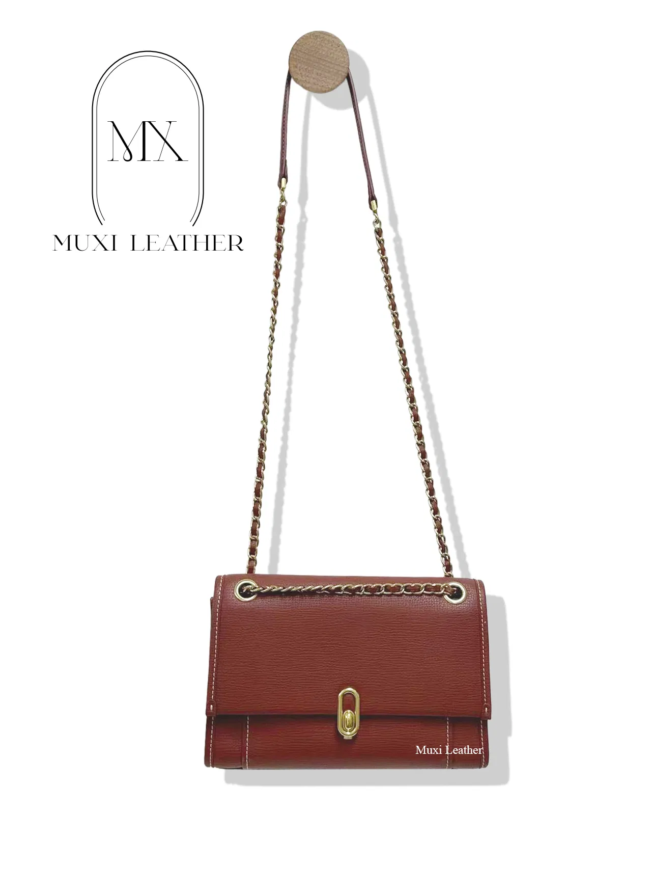 Bolso de mensajero de cadena de cuero PU personalizado