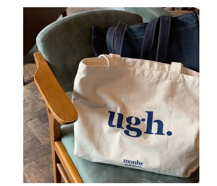 Bolsa de lona personalizada con cremallera en forma de letra Z, bandolera, grande, de algodón, para compras, tote de lona con logo