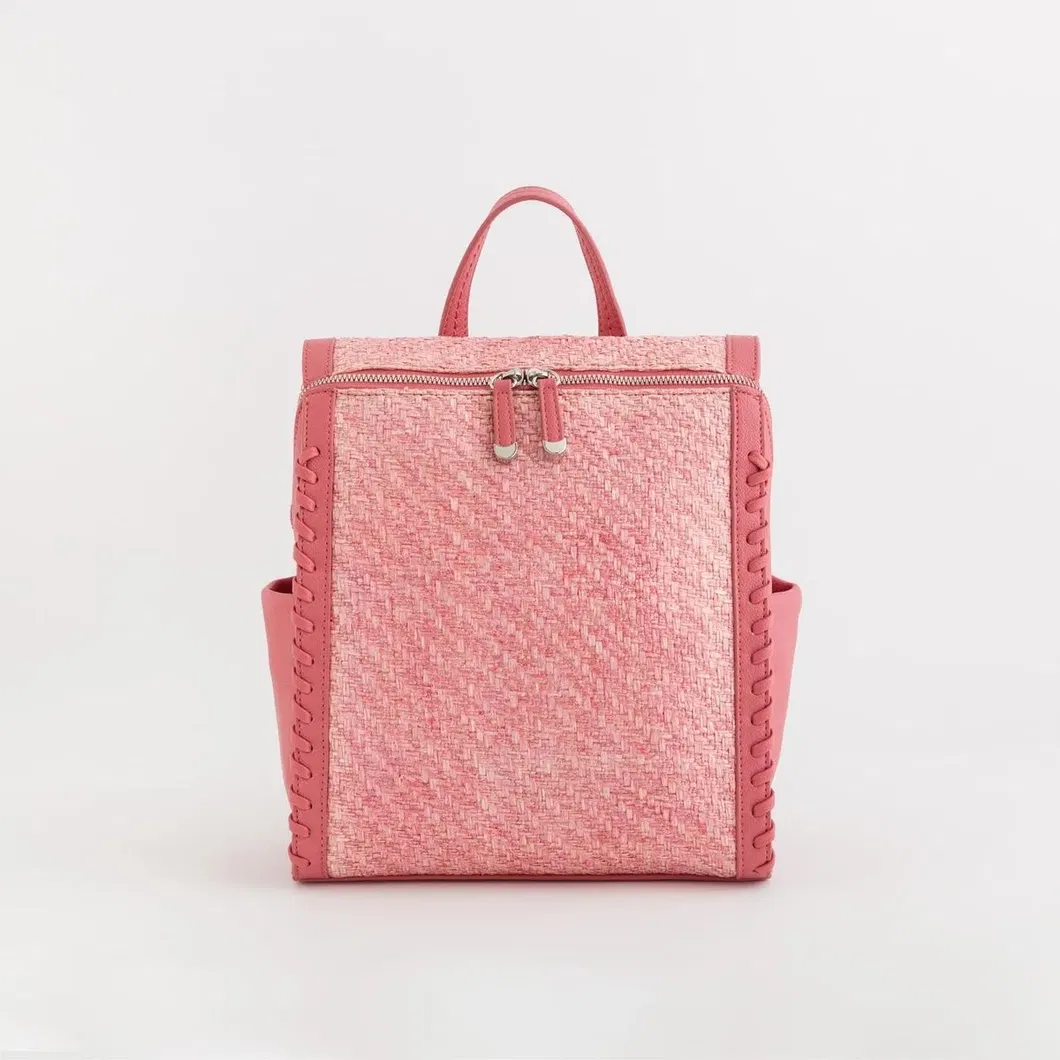 Bolso mochila convertible de paja de moda para mujeres, bolso de hombro de paja o mochila convertible 10.5in X 4in X 11.5in