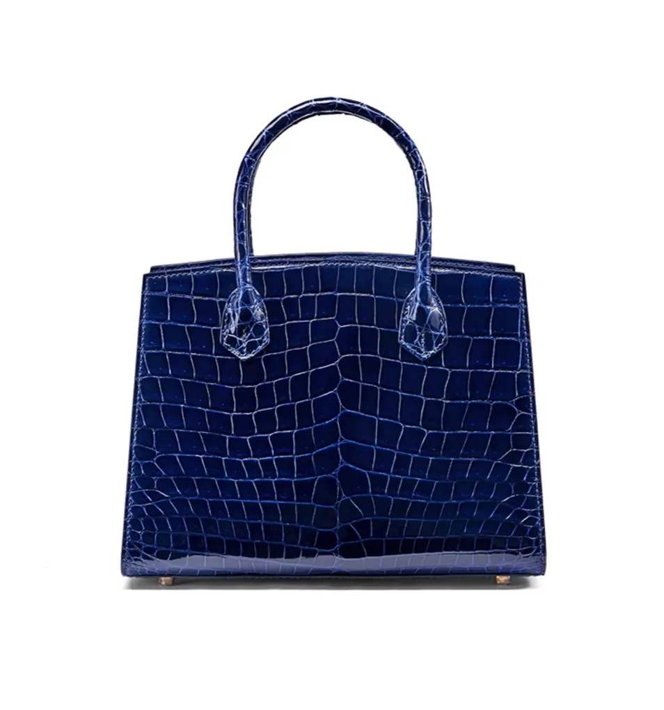 Bolso de mano de lujo personalizado para mujer, diseñado como tote, de cuero PU con estampado de cocodrilo, con asas superiores dobles
