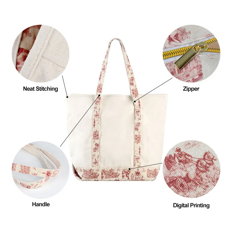 Bolsa de lona de algodón personalizada, bolsas de lona reutilizables de gran capacidad, bolsa de compras al por mayor con logo personalizado