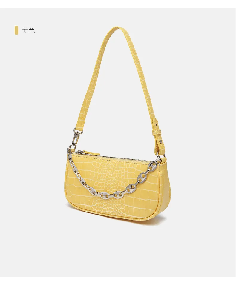 Bolso de hombro para mujer Crocodile Candy Hobo con cadena de metal de buena calidad