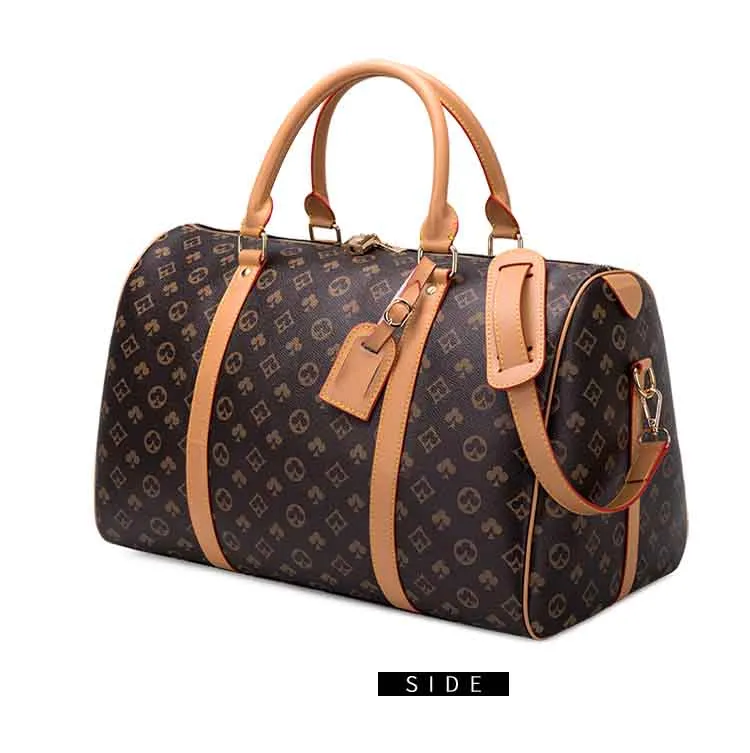Bolsas de viaje de cuero a prueba de agua para mujeres, deportivas y de gimnasio, con diseño de cuadros de marcas famosas