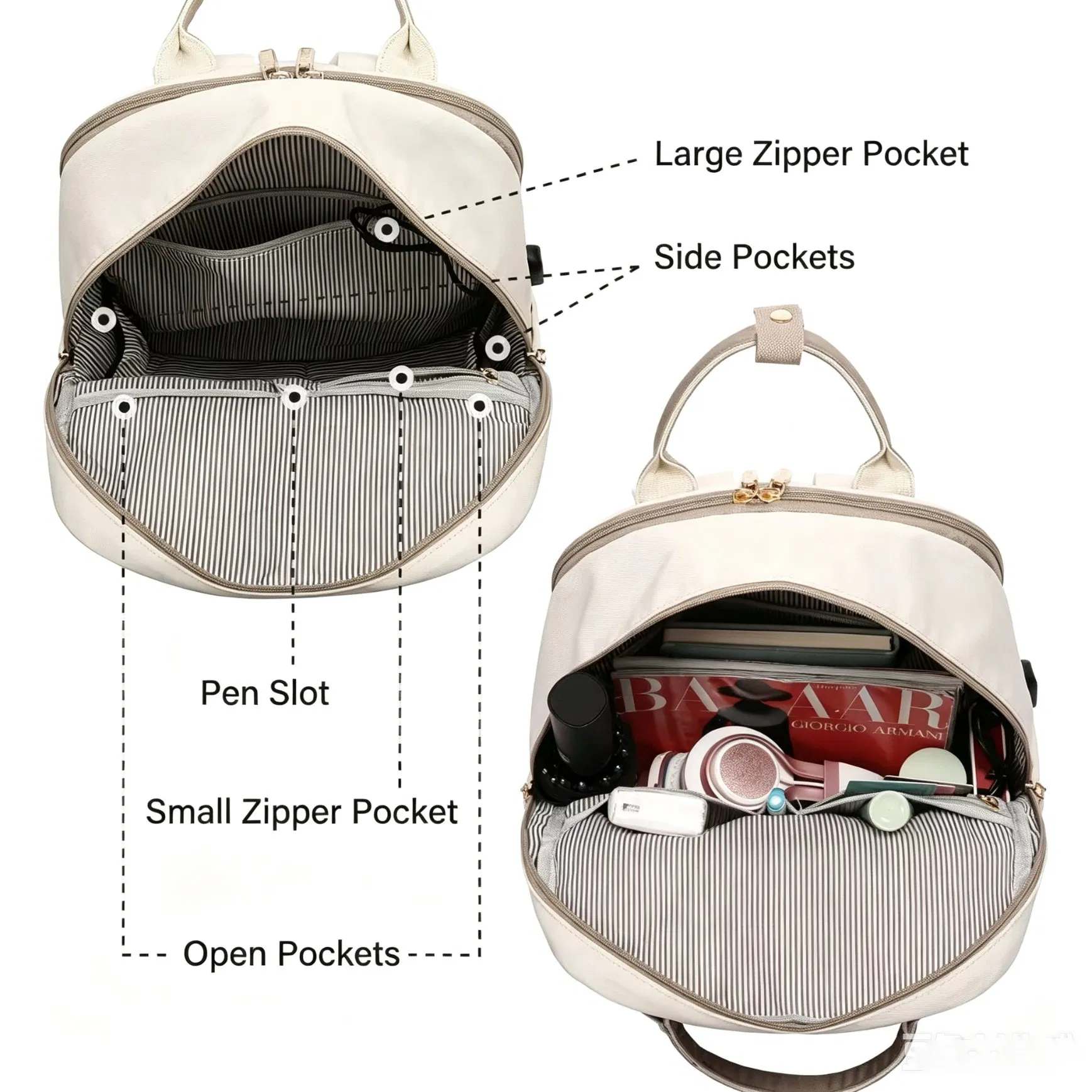 Mochilas de viaje con puerto USB, casuales y a prueba de agua, mochilas para portátiles de mujer
