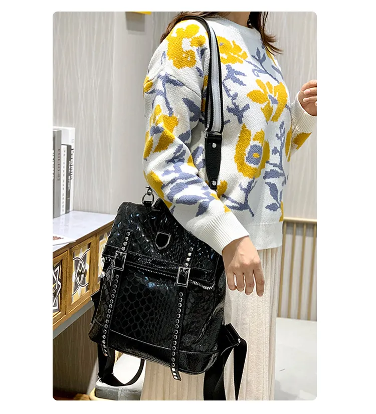 Mochila vintage femenina de lujo, diseñadora, alta calidad, gran capacidad para damas, mochila de moda