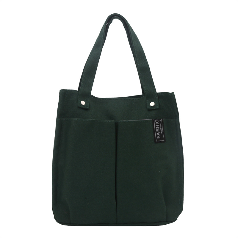 Bolso Tote de Lona Sólida con Múltiples Bolsillos, Gran Capacidad, Almacenamiento Organizado, Bolso de Hombro para el Commuter