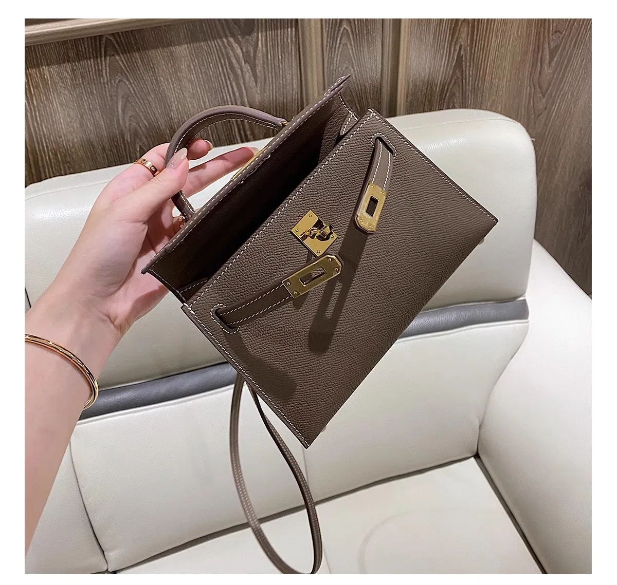 Bolso de lujo de PU para mujeres, bolso de diseñador réplica de moda para damas