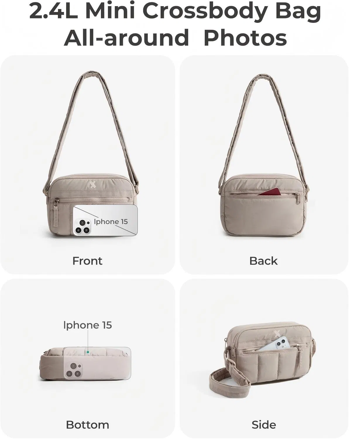 Bolso cruzado, mini bolsos cruzados para mujeres, bolso de viaje, bolso de hombro acolchado
